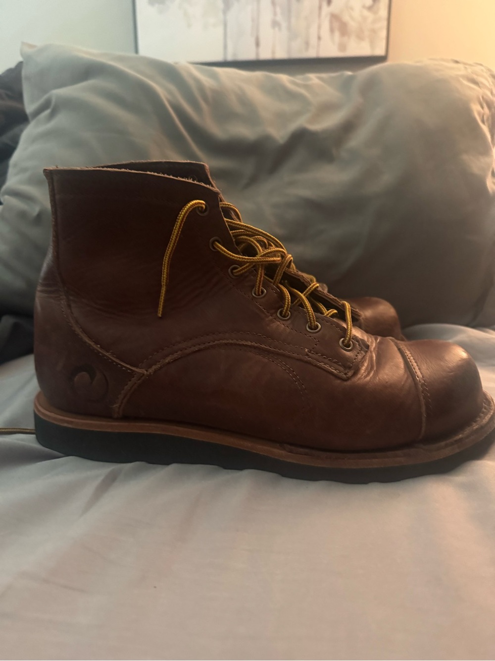 Leather Brown Men's Lace-Up Boots